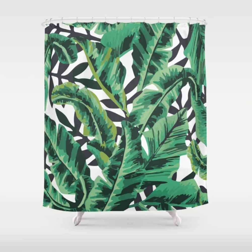 Tropical Glam Banana Leaf Shower Curtain